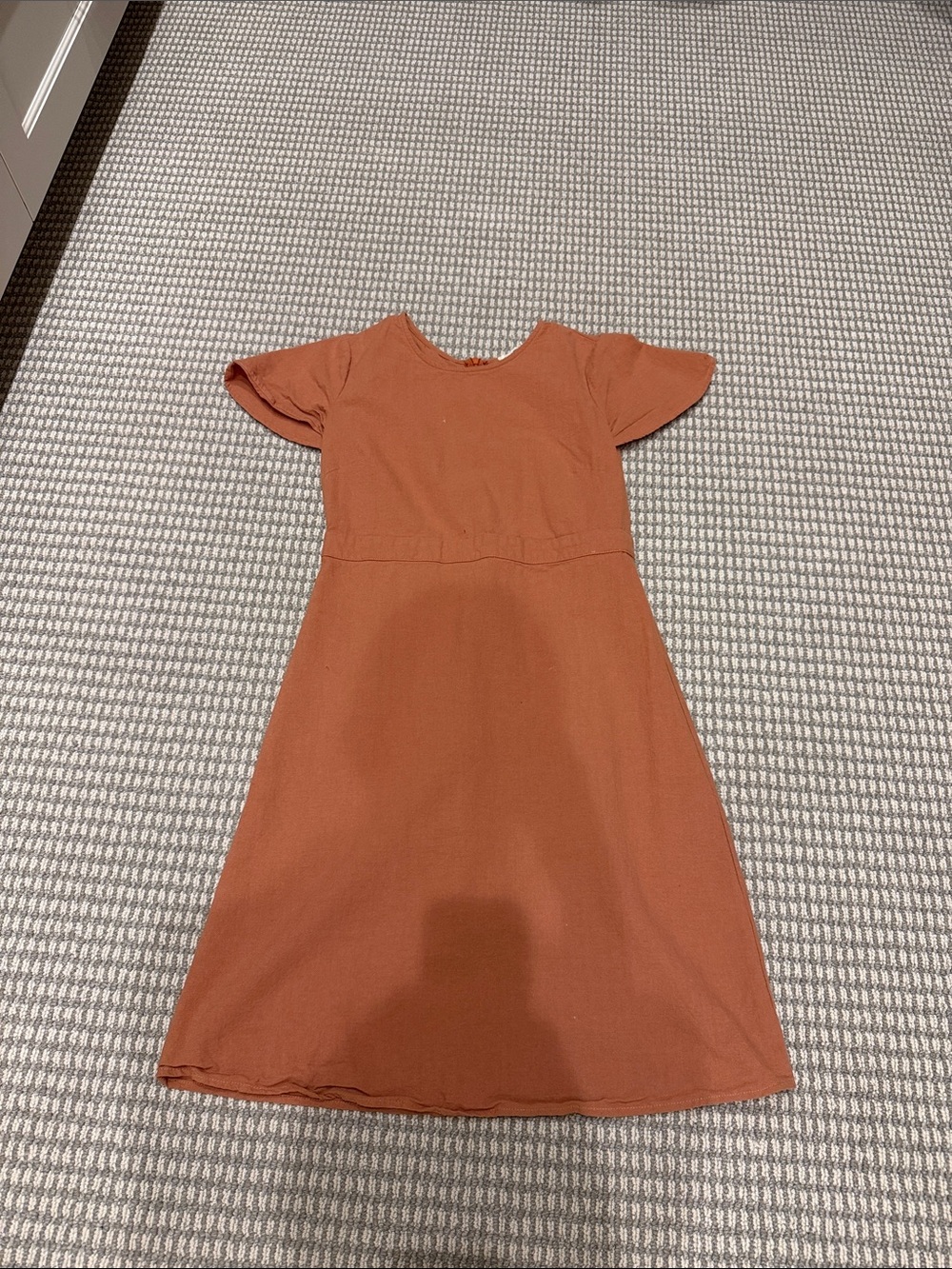 Roolee Terracotta Short Sleeve A-Line Dress